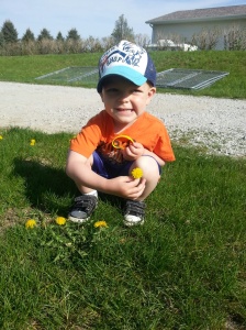 Picking flowers for Mommy!